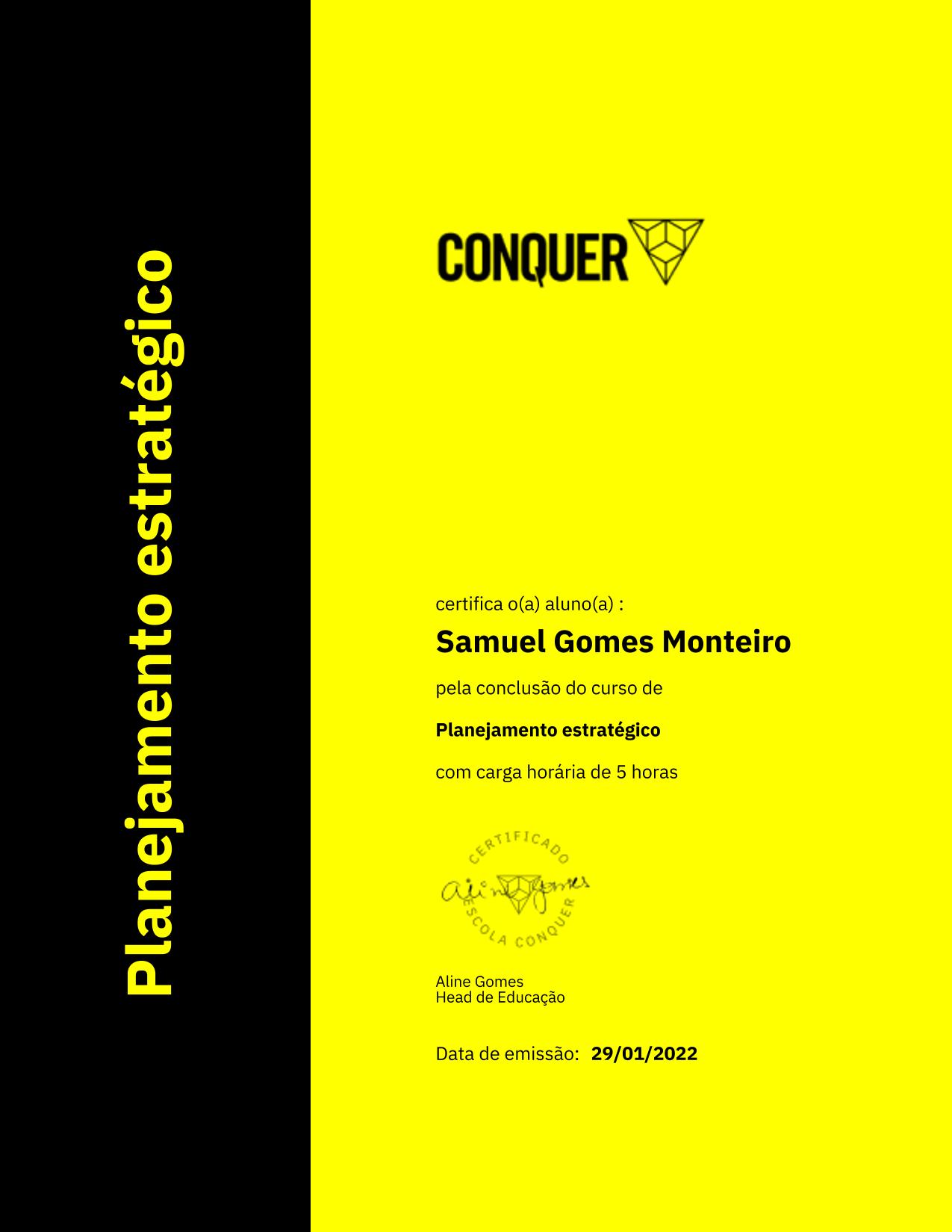 Certificado de Planejamento estratégico